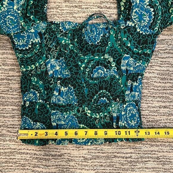 NWT Anthropologie Tiered Poplin Blouse Porridge Green/Blue XS - Picture 9 of 12